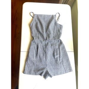 NWT Caroline Constas Revolve Women's Smocked Romper Small Blue Gingham Size S